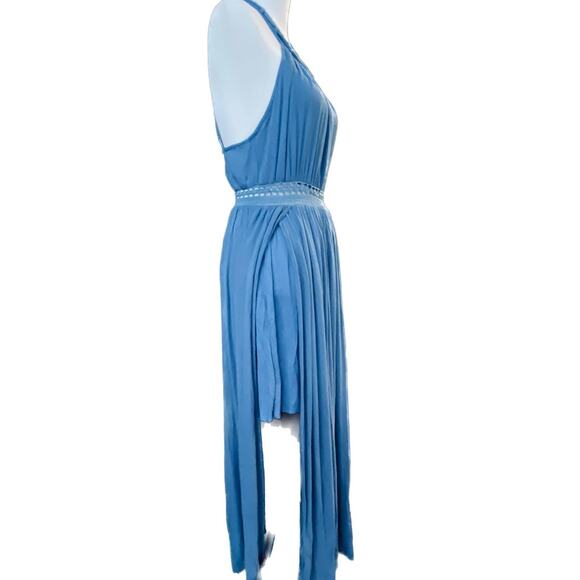 Illa Illa Strappy Macrame Neckline Fitted Waist Sexy Maxi Dress Women L Blue - Picture 5 of 12